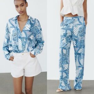 Zara paisley print set shirt and pants